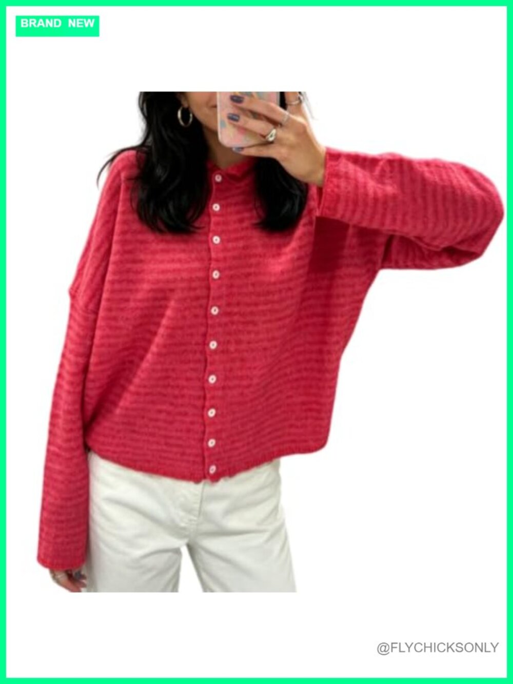 Women's Knit Cardigan Sweaters Long Sleeve Button Down Loose Top